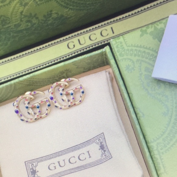 None Dresses & Skirts - Gucci Multicolor Gem GG Logo Earrings